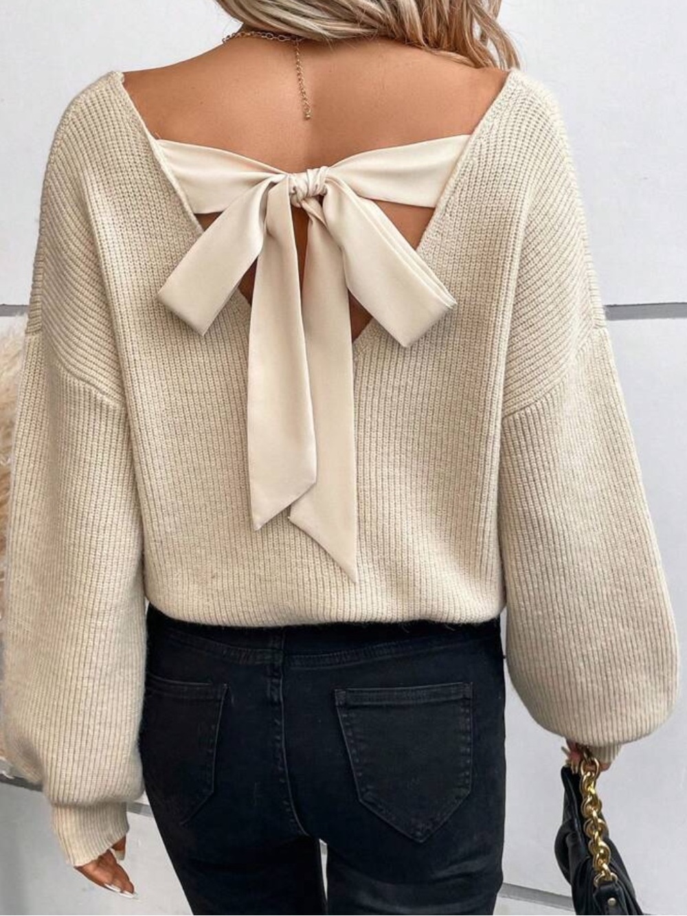Cream Bow-Back Knit Sweater NEW 🏷️